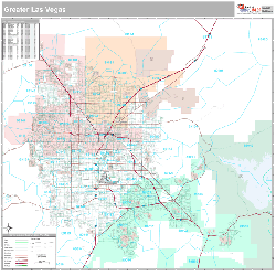 Greater Las Vegas Wall Map Premium Style 2024